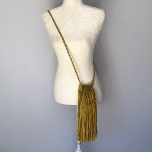 Golden yellow Tiny Hippie leather fringe bag